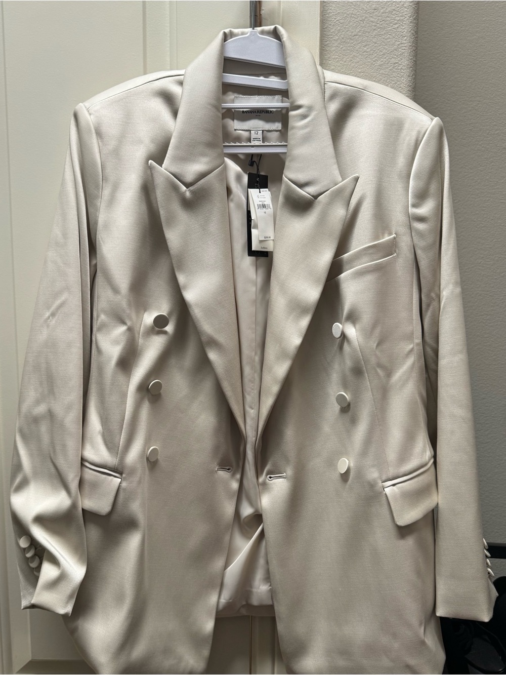 Banana Republic Ivory Double-Breasted Blazer